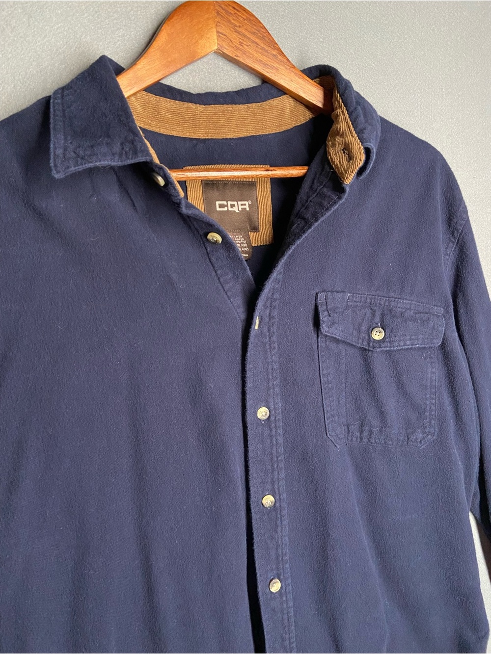 CQR Men’s Navy Long-Sleeve Casual Button-Down Shirt